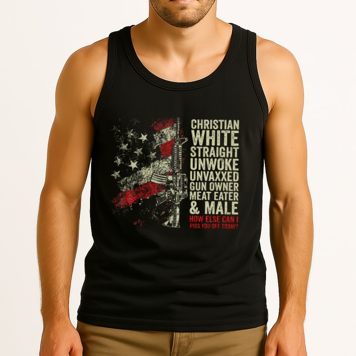 Christian White Straight Unwoke Unvaxxed Gun Owner Tank Top
