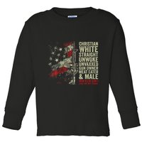 Christian White Straight Unwoke Unvaxxed Gun Owner Toddler Long Sleeve Shirt