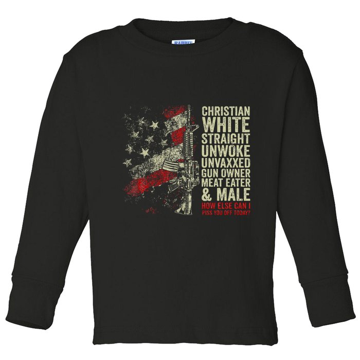 Christian White Straight Unwoke Unvaxxed Gun Owner Toddler Long Sleeve Shirt