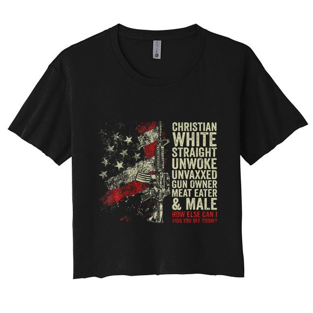 Christian White Straight Unwoke Unvaxxed Gun Owner Crop Top