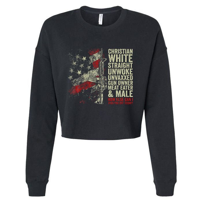 Christian White Straight Unwoke Unvaxxed Gun Owner Cropped Pullover Crew
