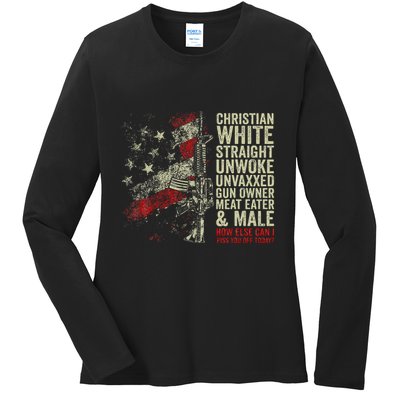 Christian White Straight Unwoke Unvaxxed Gun Owner Ladies Long Sleeve Shirt