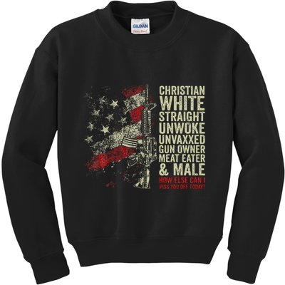 Christian White Straight Unwoke Unvaxxed Gun Owner Kids Sweatshirt