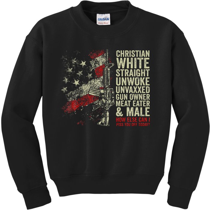 Christian White Straight Unwoke Unvaxxed Gun Owner Kids Sweatshirt