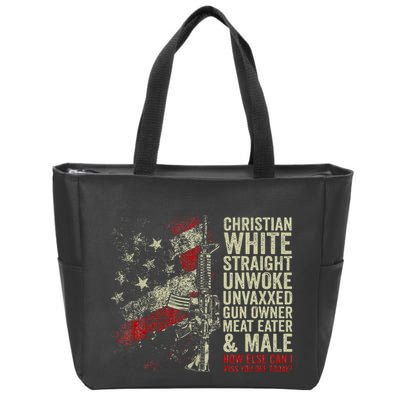 Christian White Straight Unwoke Unvaxxed Gun Owner Zip Tote Bag