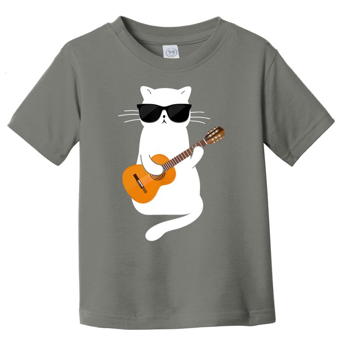 Cat Wearing Sunglasses Playing Guitar Guitarist Toddler T-Shirt