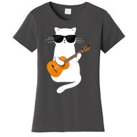 Cat Wearing Sunglasses Playing Guitar Guitarist Women's T-Shirt