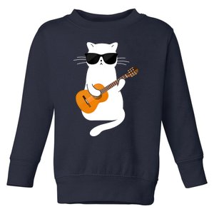 Cat Wearing Sunglasses Playing Guitar Guitarist Toddler Sweatshirt