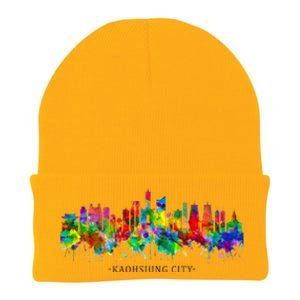 City Watercolor Skyline Home State Souvenir Kaohsiung Taiwan Meaningful Gift Knit Cap Winter Beanie