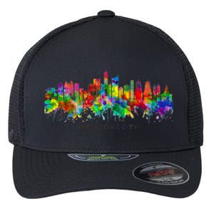 City Watercolor Skyline Home State Souvenir Kaohsiung Taiwan Meaningful Gift Flexfit Unipanel Trucker Cap