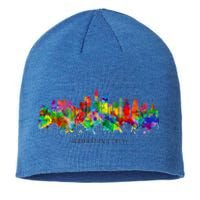 City Watercolor Skyline Home State Souvenir Kaohsiung Taiwan Meaningful Gift Sustainable Beanie