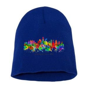 City Watercolor Skyline Home State Souvenir Kaohsiung Taiwan Meaningful Gift Short Acrylic Beanie