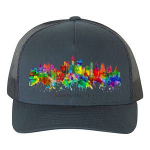 City Watercolor Skyline Home State Souvenir Kaohsiung Taiwan Meaningful Gift Yupoong Adult 5-Panel Trucker Hat