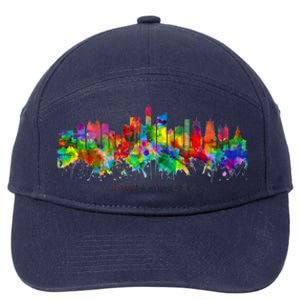 City Watercolor Skyline Home State Souvenir Kaohsiung Taiwan Meaningful Gift 7-Panel Snapback Hat