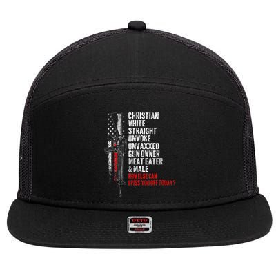 Christian White Straight Unwoke Unvaxxed Gun Owner 7 Panel Mesh Trucker Snapback Hat