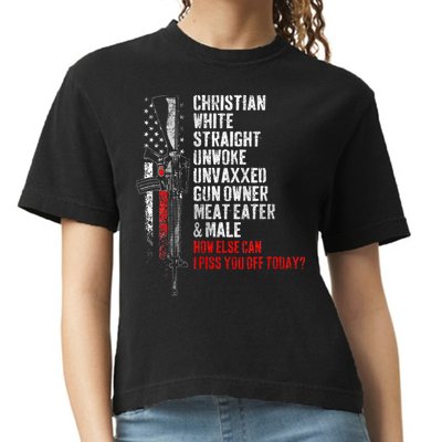 Christian White Straight Unwoke Unvaxxed Gun Owner Comfort Colors Boxy T-Shirt