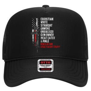 Christian White Straight Unwoke Unvaxxed Gun Owner High Crown Mesh Back Trucker Hat