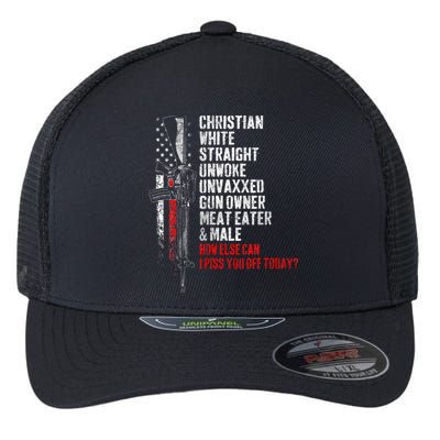 Christian White Straight Unwoke Unvaxxed Gun Owner Flexfit Unipanel Trucker Cap