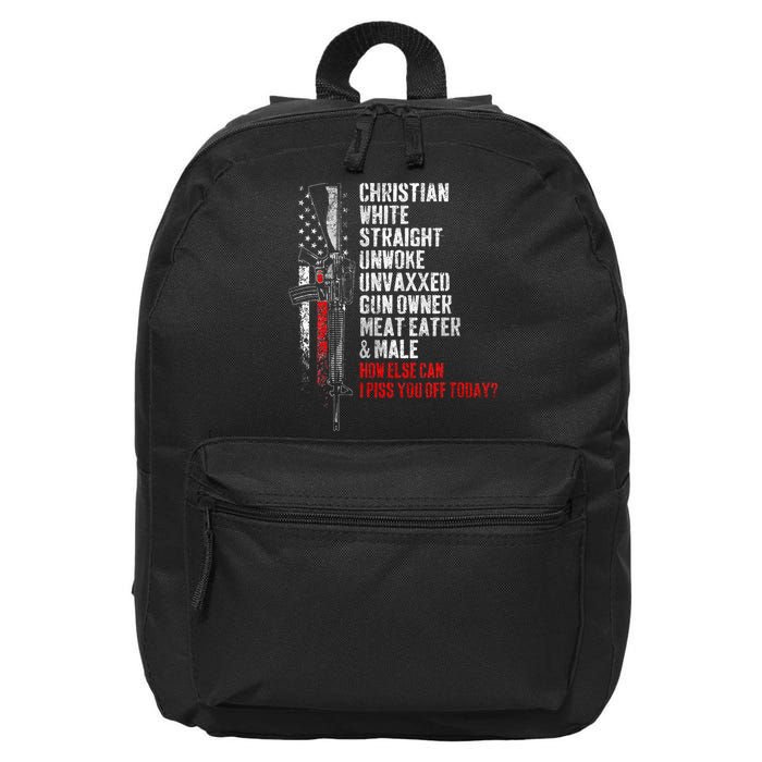 Christian White Straight Unwoke Unvaxxed Gun Owner 16 in Basic Backpack