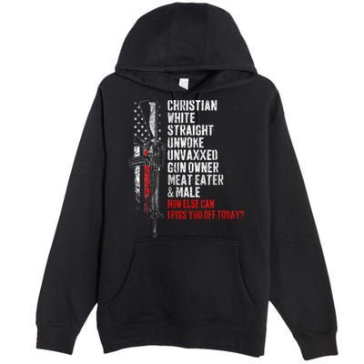 Christian White Straight Unwoke Unvaxxed Gun Owner Premium Pullover Hoodie
