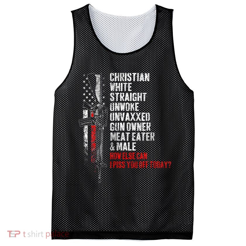 Christian White Straight Unwoke Unvaxxed Gun Owner Mesh Reversible Basketball Jersey Tank
