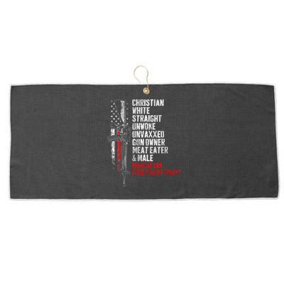 Christian White Straight Unwoke Unvaxxed Gun Owner Large Microfiber Waffle Golf Towel