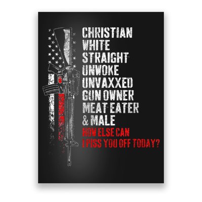 Christian White Straight Unwoke Unvaxxed Gun Owner Poster