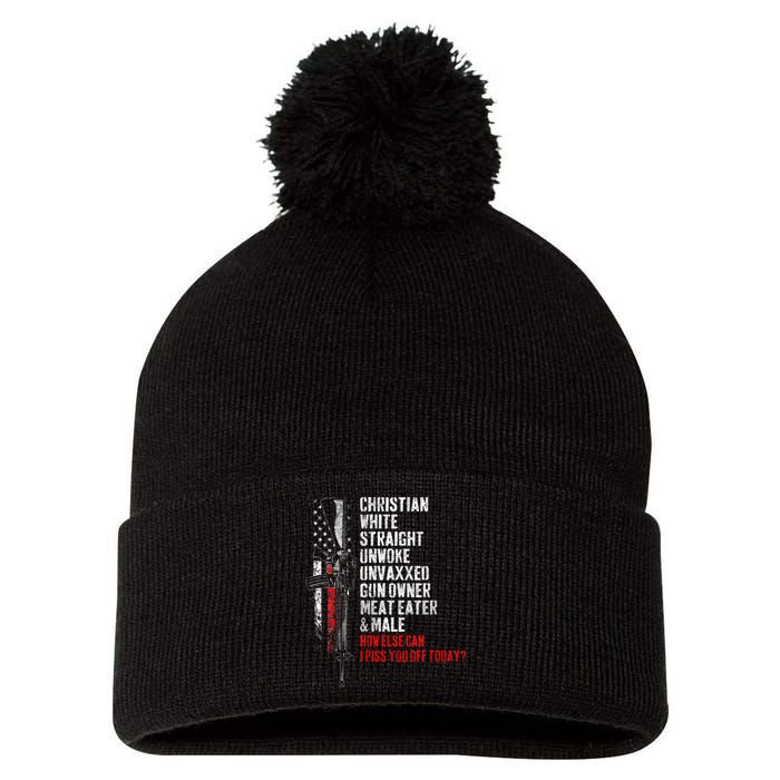 Christian White Straight Unwoke Unvaxxed Gun Owner Pom Pom 12in Knit Beanie