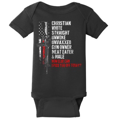 Christian White Straight Unwoke Unvaxxed Gun Owner Baby Bodysuit