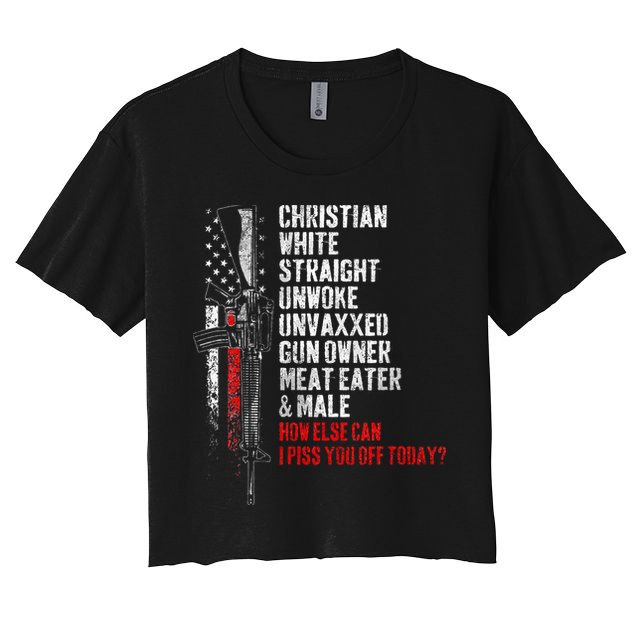 Christian White Straight Unwoke Unvaxxed Gun Owner Crop Top