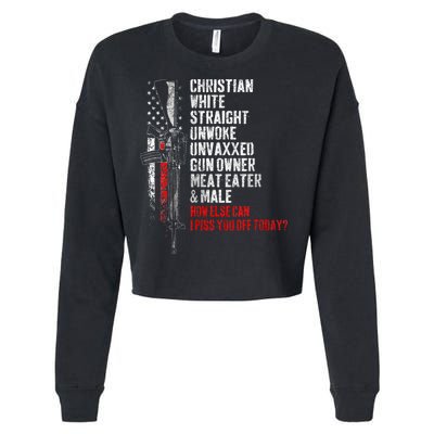Christian White Straight Unwoke Unvaxxed Gun Owner Cropped Pullover Crew