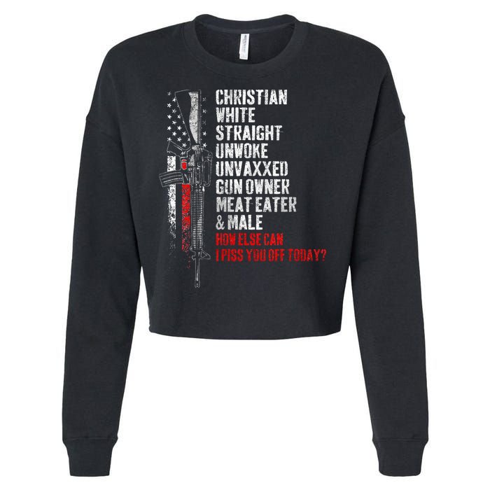 Christian White Straight Unwoke Unvaxxed Gun Owner Cropped Pullover Crew