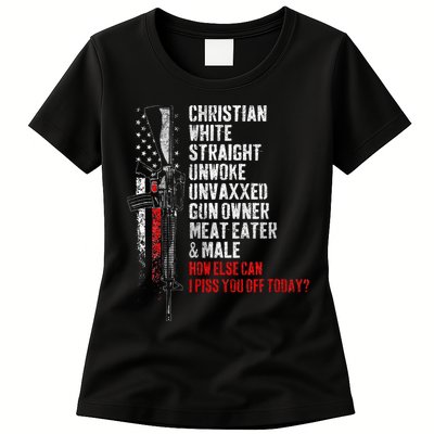 Christian White Straight Unwoke Unvaxxed Gun Owner Womens T-Shirt
