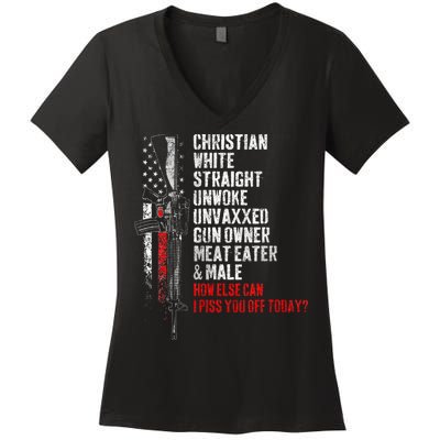 Christian White Straight Unwoke Unvaxxed Gun Owner Women's V-Neck T-Shirt