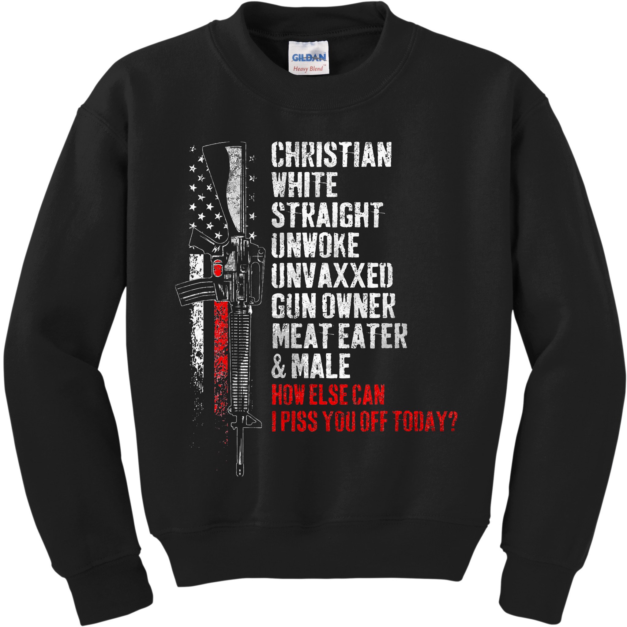 Christian White Straight Unwoke Unvaxxed Gun Owner Kids Sweatshirt