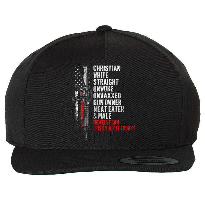 Christian White Straight Unwoke Unvaxxed Gun Owner Wool Snapback Cap