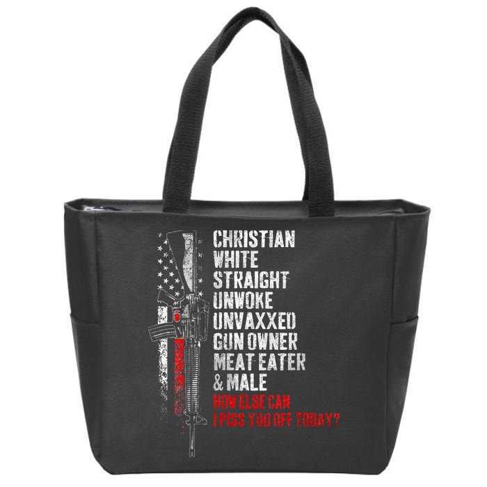 Christian White Straight Unwoke Unvaxxed Gun Owner Zip Tote Bag