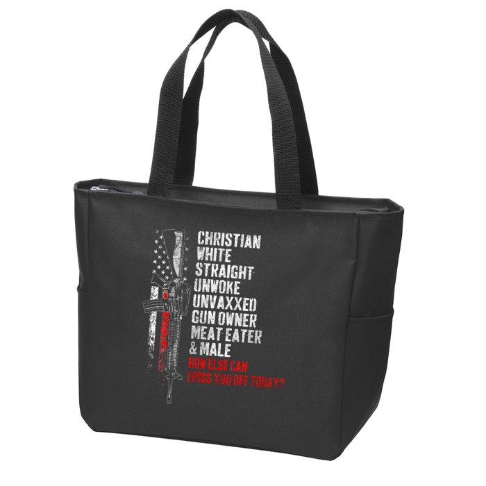 Christian White Straight Unwoke Unvaxxed Gun Owner Zip Tote Bag