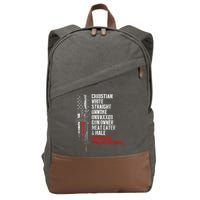 Christian White Straight Unwoke Unvaxxed Gun Owner Cotton Canvas Backpack