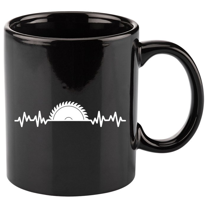 Carpenter Woodworking Saw Heartbeat 11oz C Handle Ceramic Mug