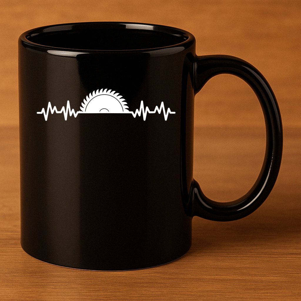 Carpenter Woodworking Saw Heartbeat 11oz C Handle Ceramic Mug