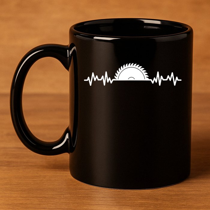 Carpenter Woodworking Saw Heartbeat 11oz C Handle Ceramic Mug