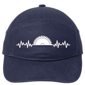 Carpenter Woodworking Saw Heartbeat 7-Panel Snapback Hat