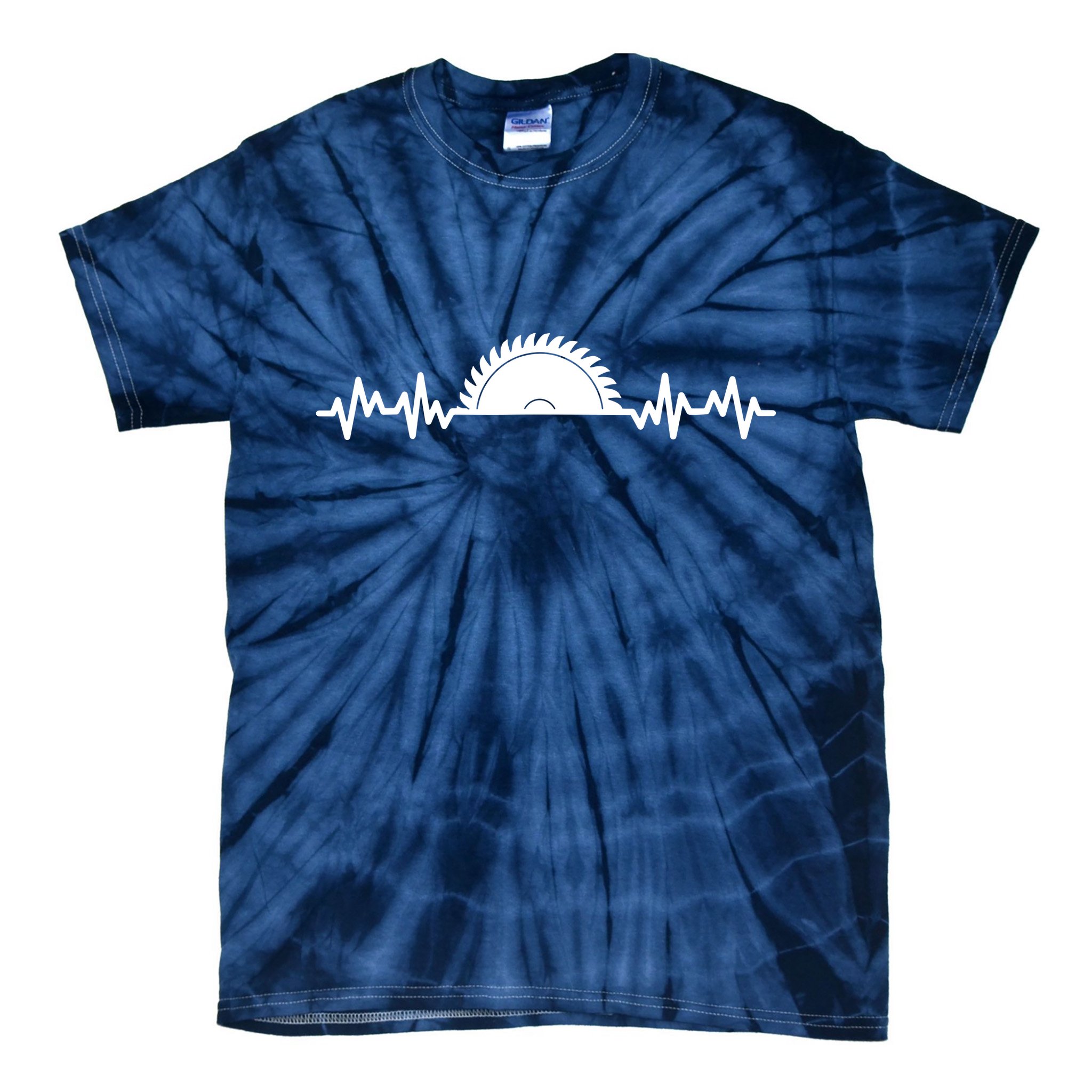 Carpenter Woodworking Saw Heartbeat Tie-Dye T-Shirt