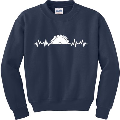 Carpenter Woodworking Saw Heartbeat Kids Sweatshirt