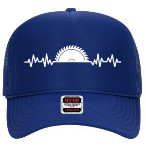 Carpenter Woodworking Saw Heartbeat High Crown Mesh Back Trucker Hat