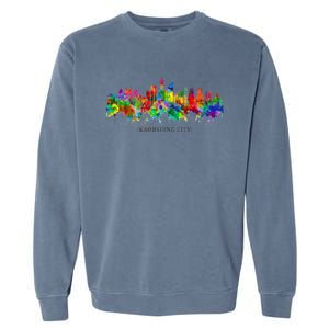 City Watercolor Skyline Home State Souvenir Kaohsiung Taiwan Meaningful Gift Garment-Dyed Sweatshirt