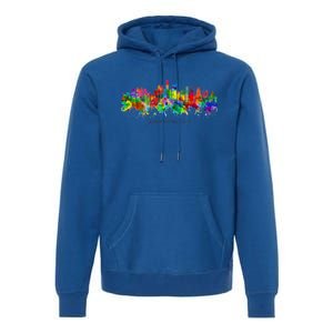 City Watercolor Skyline Home State Souvenir Kaohsiung Taiwan Meaningful Gift Premium Hoodie