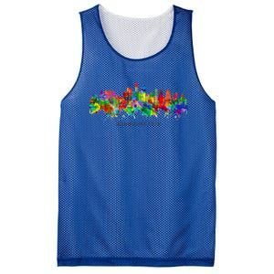 City Watercolor Skyline Home State Souvenir Kaohsiung Taiwan Meaningful Gift Mesh Reversible Basketball Jersey Tank