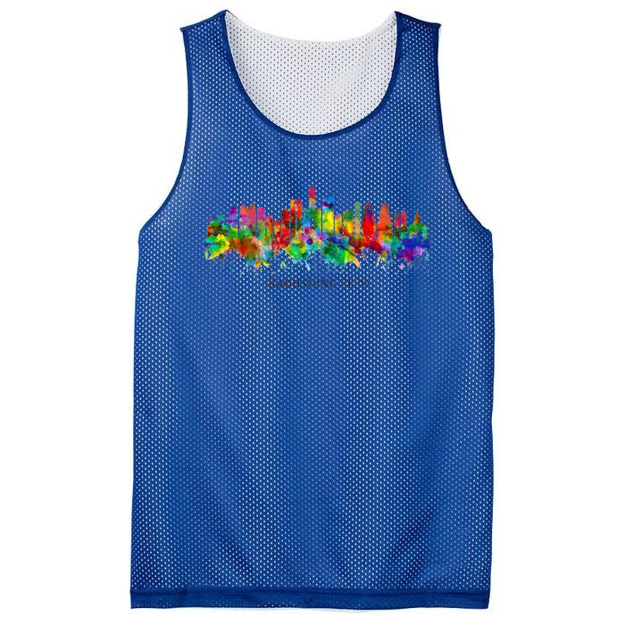 City Watercolor Skyline Home State Souvenir Kaohsiung Taiwan Meaningful Gift Mesh Reversible Basketball Jersey Tank